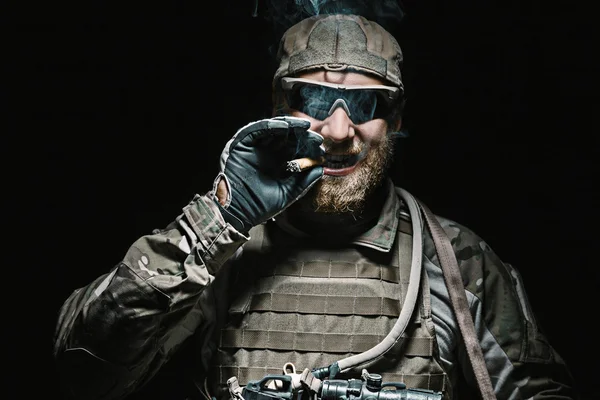 US Army soldier smoking