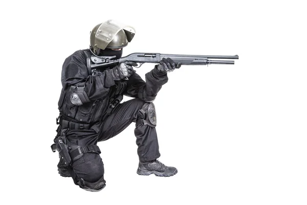 Spec ops soldier with shotgun — Stock Photo, Image