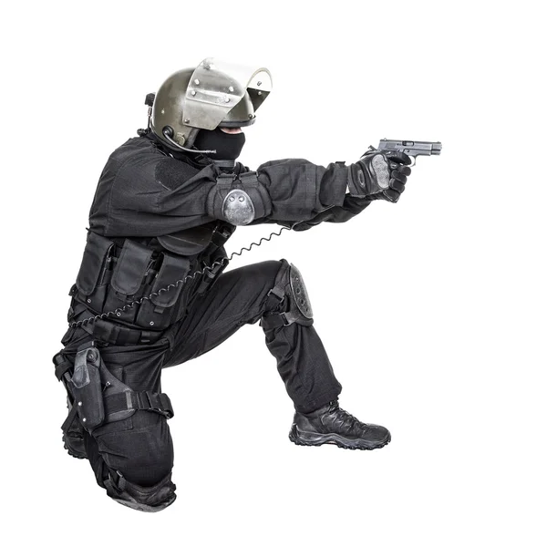 Spec ops soldier with pistol — Stock Photo, Image