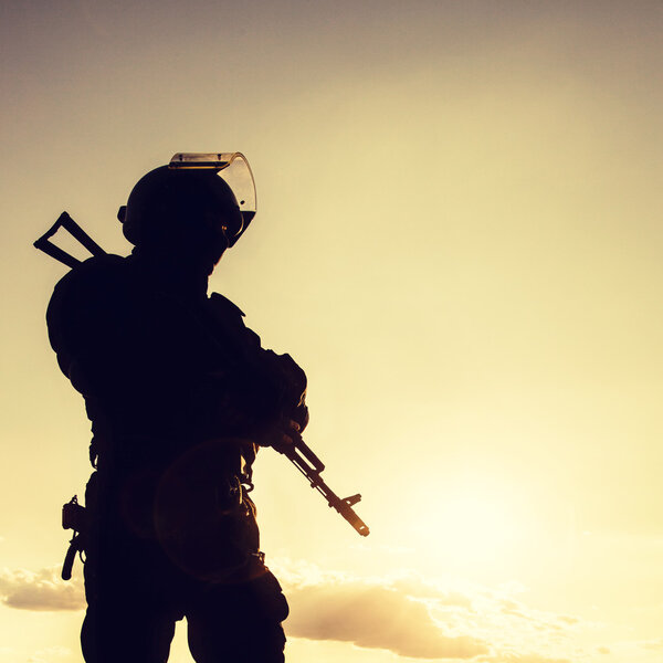 police officer with weapons