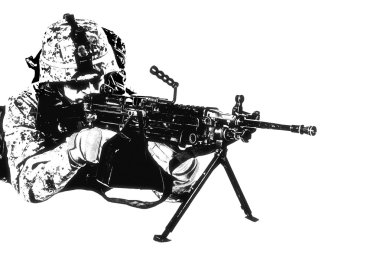 US marine with mashine gun clipart