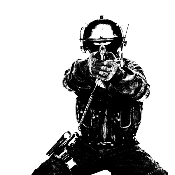 Spec ops voják s pistolí — Stock fotografie