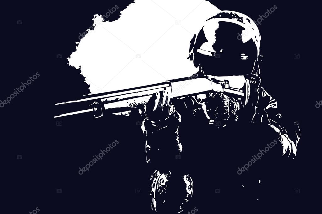Vector illustration of spec ops soldier