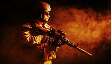 Bearded special forces soldier clipart