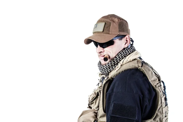 PMC contractor smoking a cigar — Stock Photo, Image