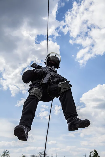 Rappeling assault — Stock Photo, Image