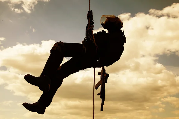 Rappeling assault — Stock Photo, Image