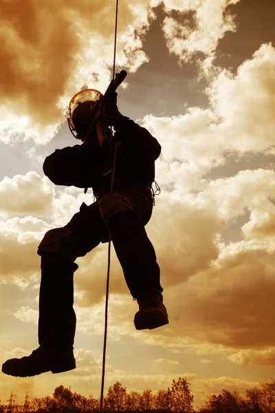 Rappeling assault — Stock Photo, Image