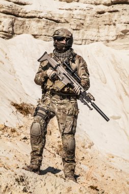 Army ranger in the mountains clipart