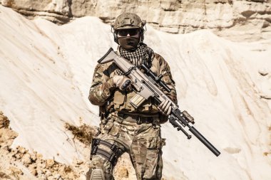 Army ranger in the mountains clipart
