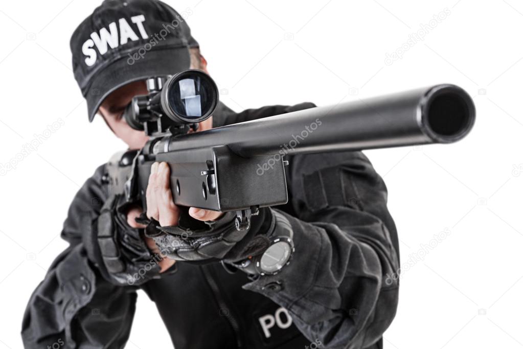 police officer with weapons