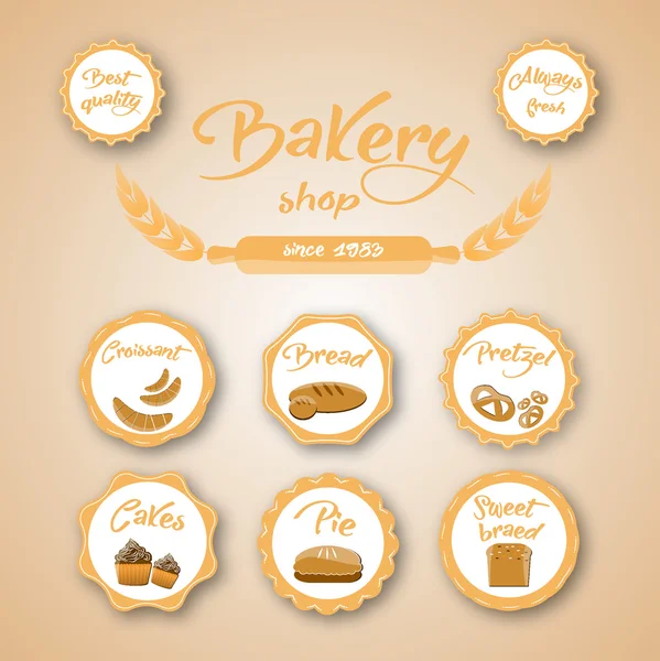 Conjunto vectorial de etiquetas de panadería — Vector de stock