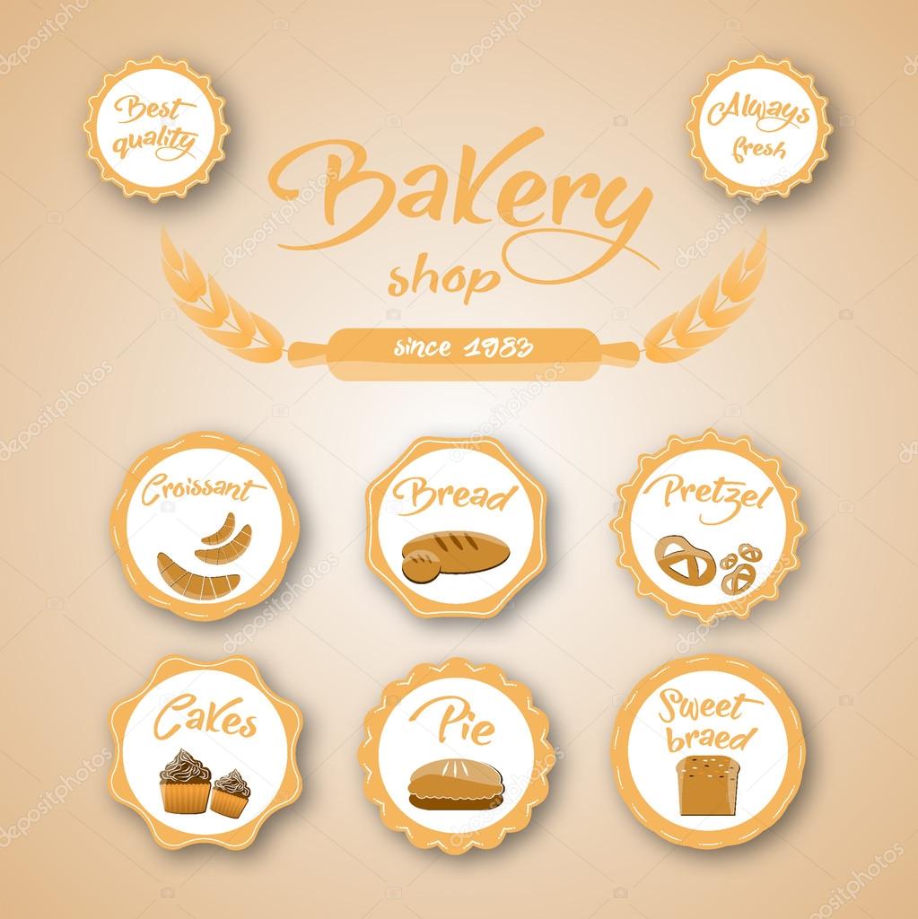 Vector set of bakery labels
