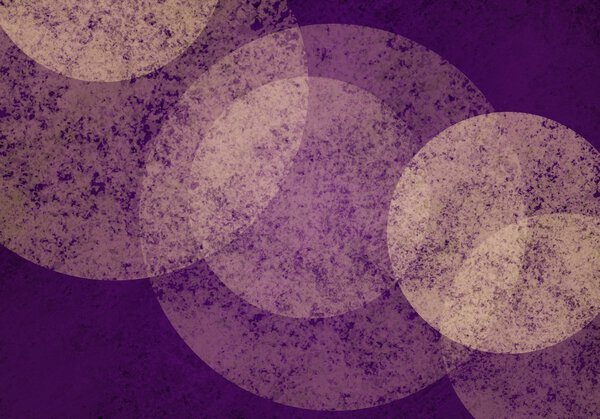 large white bokeh lights on purple background with textures. Cool floating layers of bubbles or round circle shapes on purple sponged texture background. Abstract modern art design layout. 