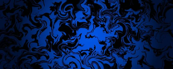 Black Blue Swirled Marbled Painting Digital Illustration Liquid Marble Background — Stock Photo, Image