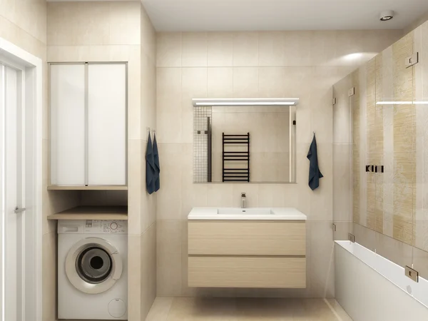 Interno moderno di un bagno rendering 3D — Foto Stock