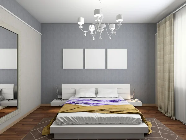 Interior moderno de un dormitorio 3d renderizado —  Fotos de Stock