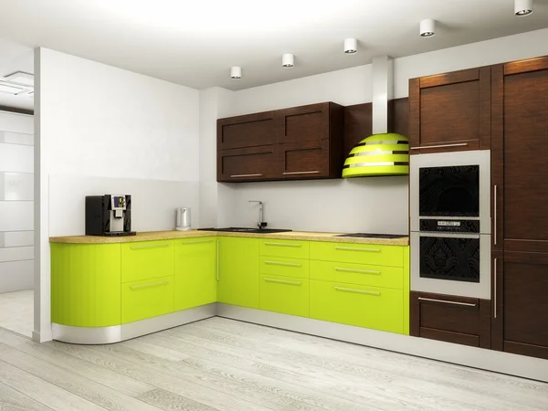 Interior of modern kitchen 3D rendering — Stock Photo, Image