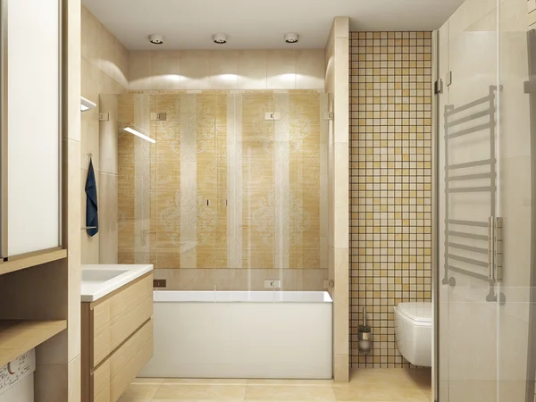 Interno moderno di un bagno rendering 3D — Foto Stock