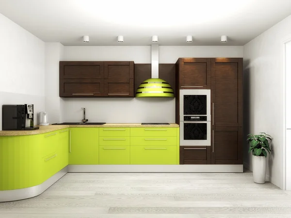 现代厨房 3d 渲染的内部 — 图库照片