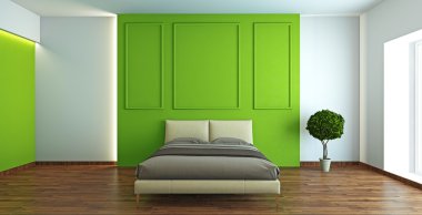 Bir yatak odalı 3d render modern iç