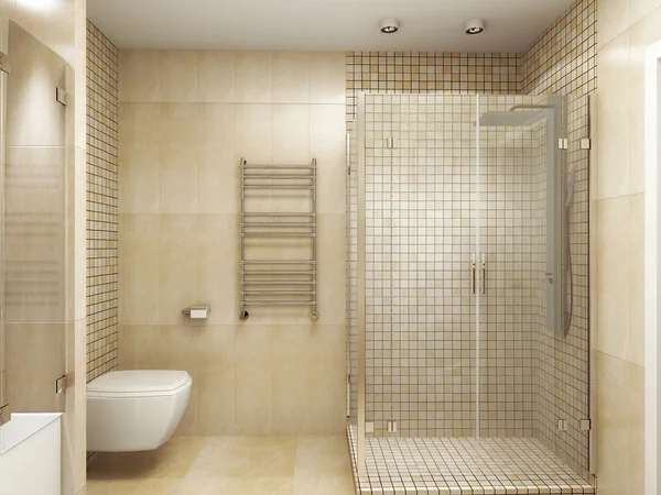 Interior moderno de un baño de representación 3D — Foto de Stock