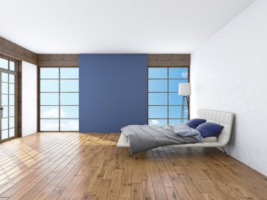 Modern interior of a bedroom 3d rendering clipart