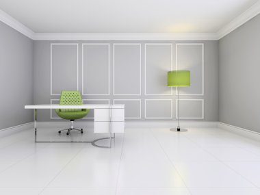 Sandalye ve bir tabloda boş bir iç 3d render
