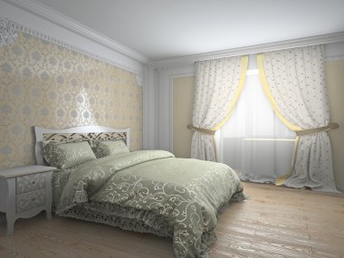 Sıcak tonları 3d render klasik iç