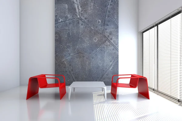 Sandalye ve bir tabloda boş bir iç 3d render