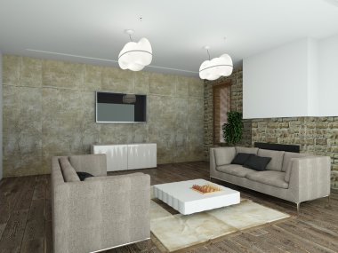 oturma odası 3d rendering
