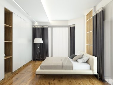 Bir yatak odalı 3d render modern iç