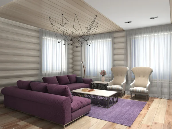 Wohnzimmer 3D Rendering — Stockfoto