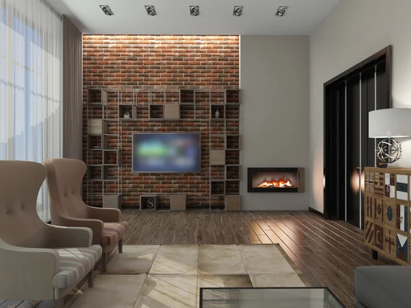 Living room 3D rendering — Stock Photo, Image