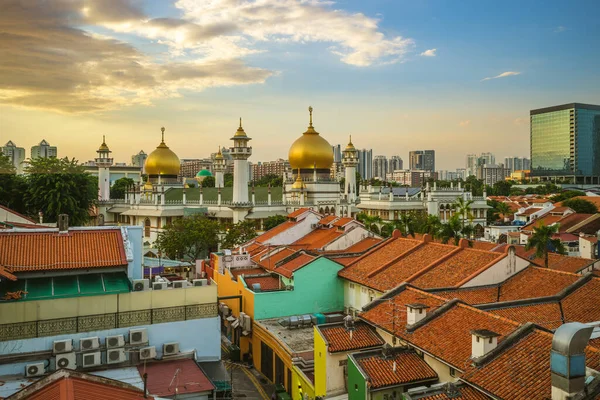 Arab Street Och Sultan Masjid Natten Singapore — Stockfoto