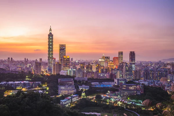 Táj Taipei Város Taiwan Éjjel — Stock Fotó