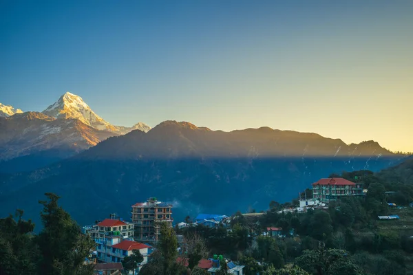 Krajobraz Nepalu Pobliżu Wioski Ghorepani Szczytem Rybiego Ogona — Zdjęcie stockowe