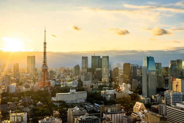 日没時の東京都の空中風景 — ストック写真