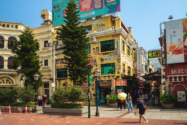 Octubre 2019 Vista Rua Cunha Una Estrecha Calle Peatonal Vila — Foto de Stock