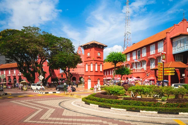 Agosto 2018 Stadthuys Melaka Red Clock Tower Aka Tang Beng — Fotografia de Stock