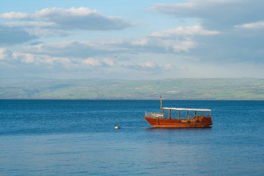 Galile Denizi 'ndeki tekne, Tiberias Gölü, Kinneret, İsrail