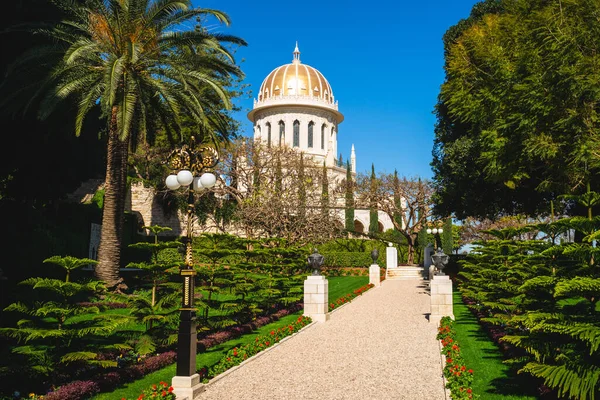 Bab Helligdommen Ved Haifas Hengende Hager Israel – stockfoto