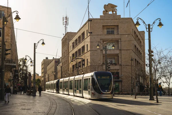 Mars 2019 Red Line Jerusalem Light Rail Ett Spårvägssystem Jerusalem — Stockfoto