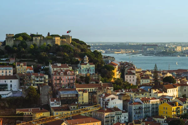 Landskap Helgonet George Slott Och Flod Tagus Vid Lisbon Portugal — Stockfoto
