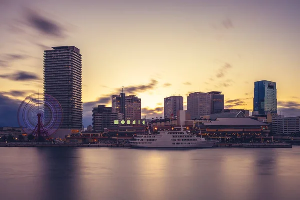 Scena Notturna Del Porto Kobe Nella Zona Osaka Kansai Giappone — Foto Stock