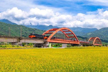 Hualien, Tayvan 'daki Yuli tren istasyonunun yanındaki Kecheng Köprüsü