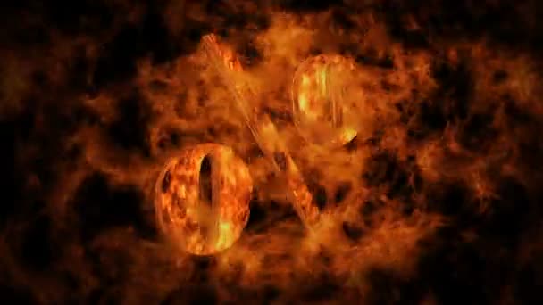 Σύμβολο ποσοστού - φλόγες — Αρχείο Βίντεο