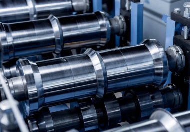 Modern metal fabrikasında metal levha oluşturma makinesi.