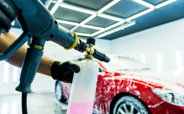 Carwash Service, Worker Soaps Glasses Stock Photo - Image of sporty,  indoor: 136606698