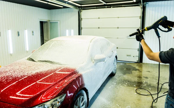 Outdoor Car Wash With Active Foam Soap. Commercial Cleaning Washing Service  Concept. Stock Photo, Picture and Royalty Free Image. Image 128219925.